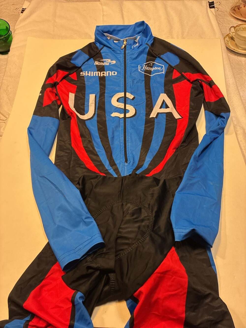 Vintage Biemme Team USA Cycling Long Sleeve Skinsuit Shimano Hampton Sponsor